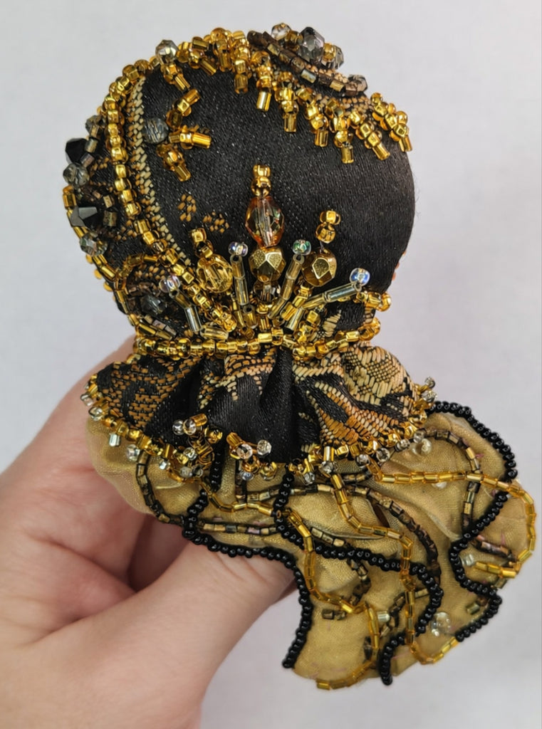 Black Beaded Jellyfish Brooch