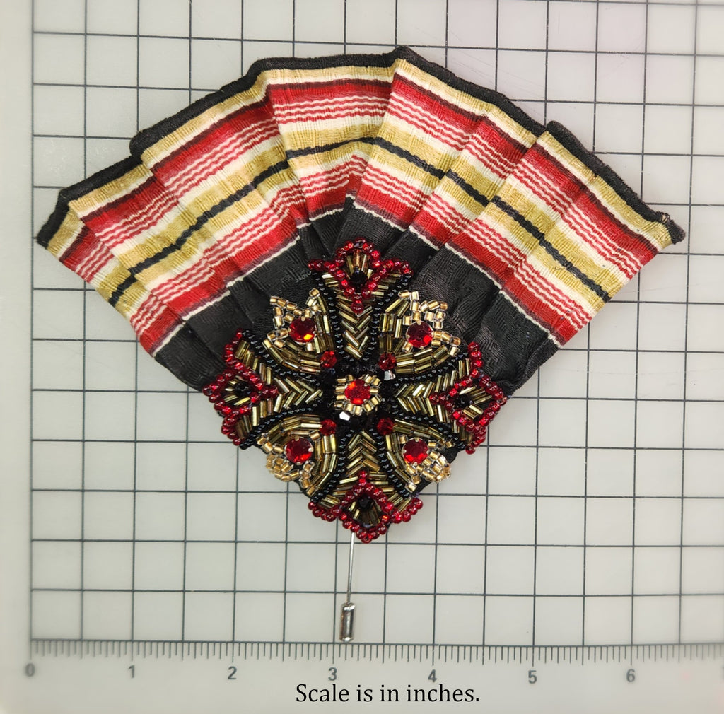 Maltese Cross Beaded Brooch