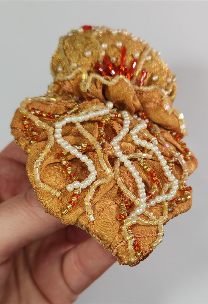 Coral Beaded Jellyfish Brooch