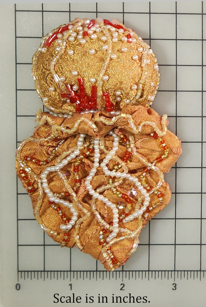Coral Beaded Jellyfish Brooch