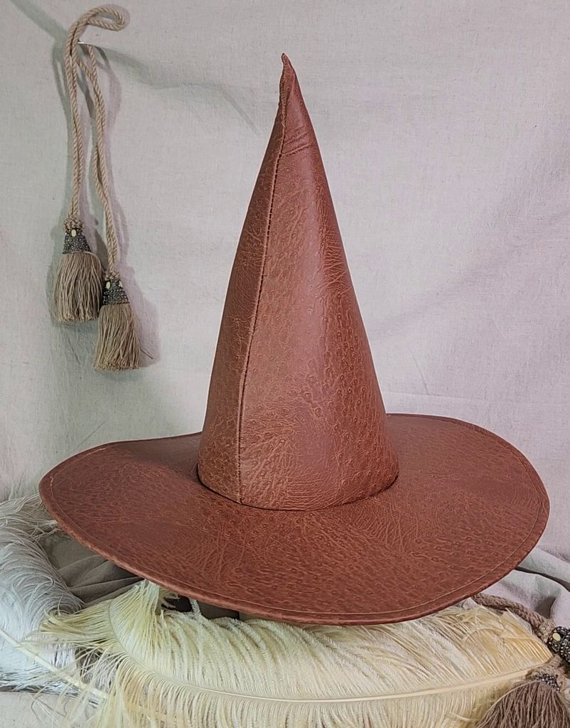 Handmade Witch Hat - Faux Brown Leather #102