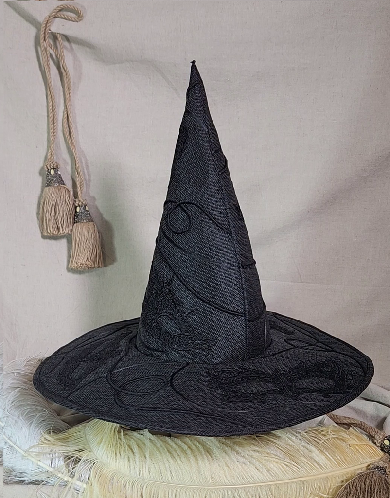 Handmade Witch Hat - Black Masquerade #104