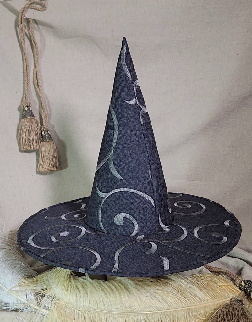 Handmade Witch Hat - Grey Swirls #105
