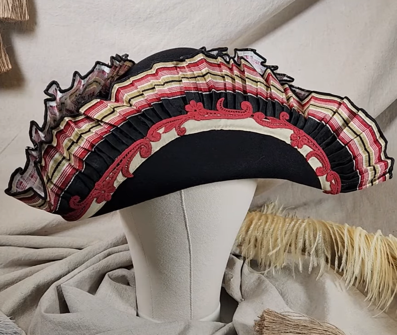 Handcrafted Pirate Hat - Black & Red - Unisex