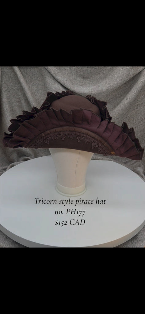 Handmade Pirate Tricorn Hat with Hat Pin - PH177