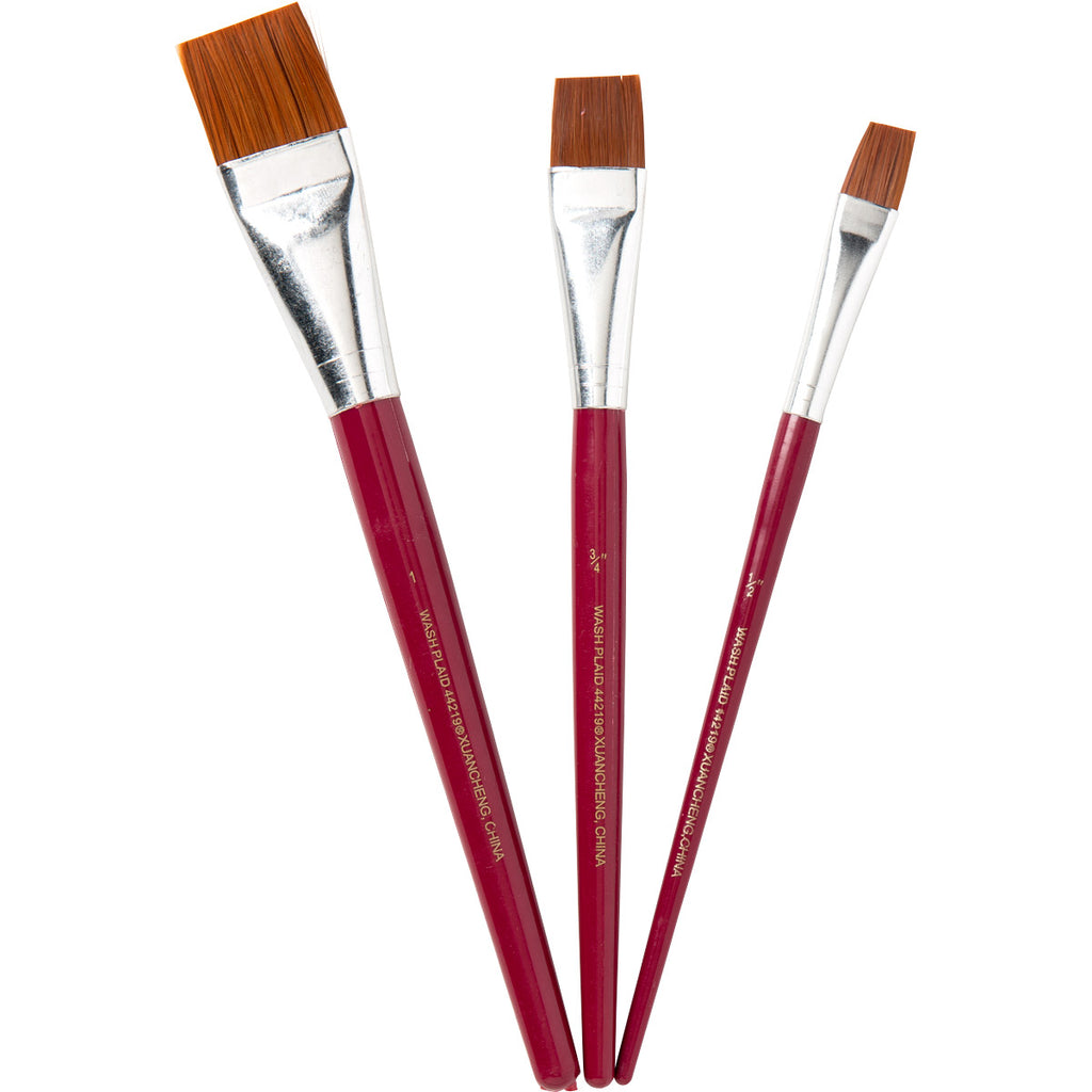 Wood Brush Set, Flats 3pc