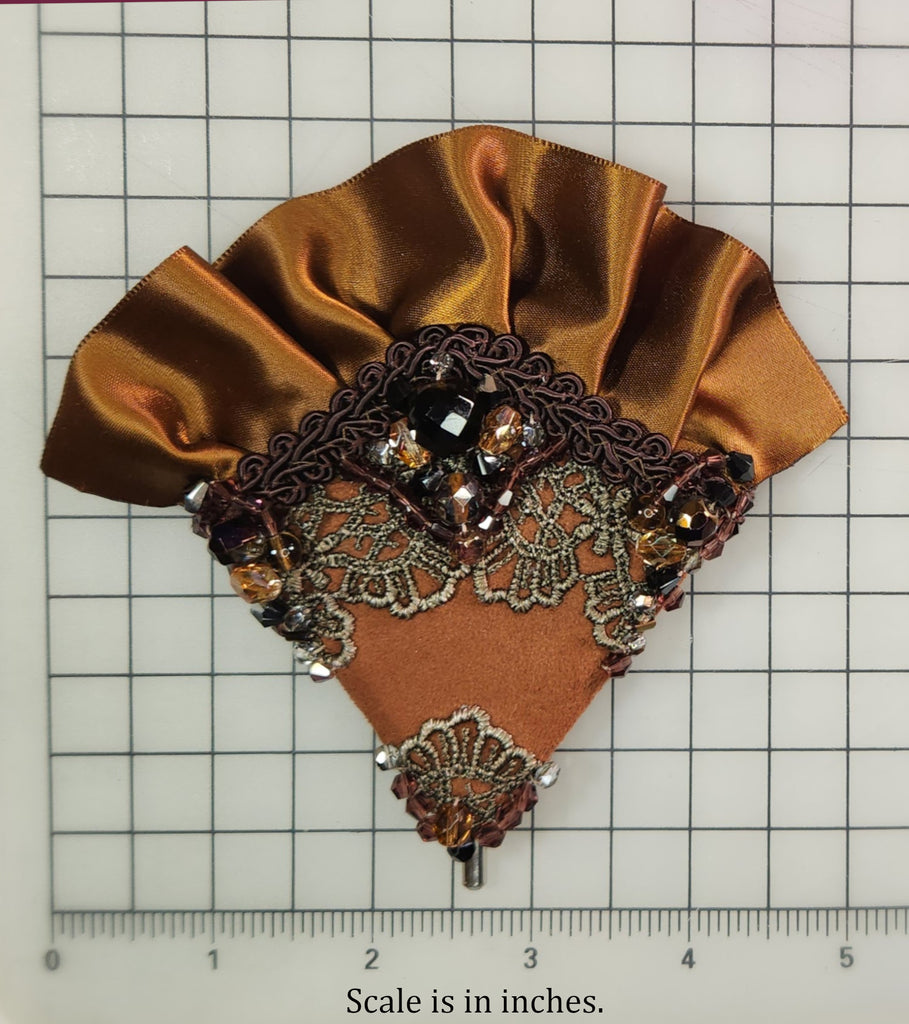 Brown Victorian-style Beaded Brooch