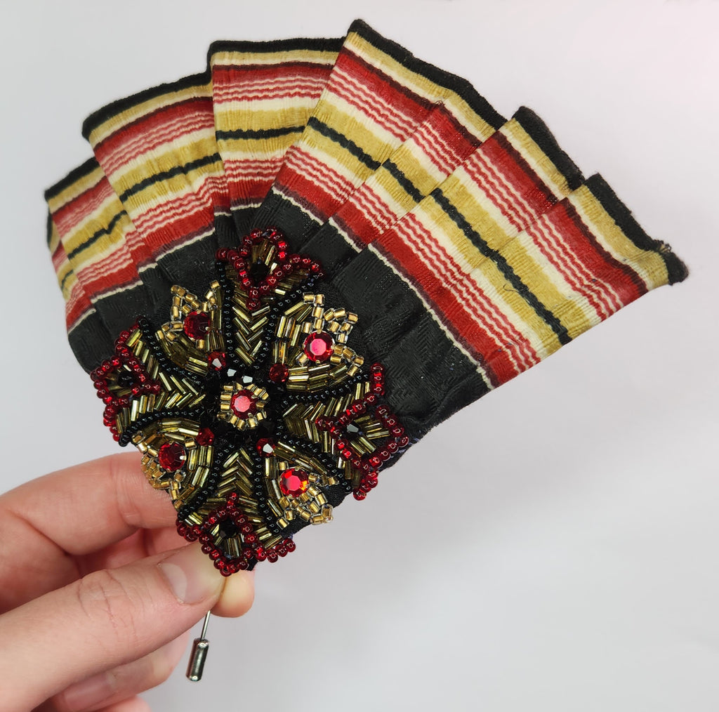 Maltese Cross Beaded Brooch