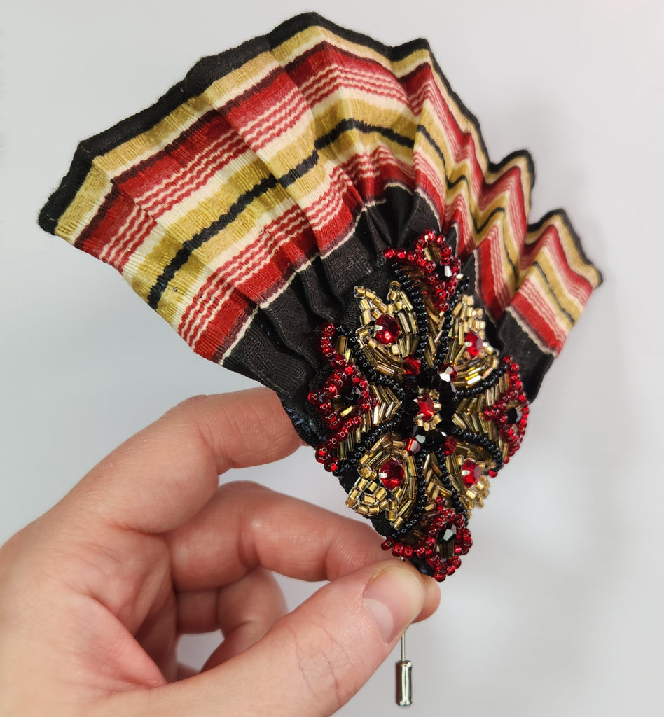 Maltese Cross Beaded Brooch