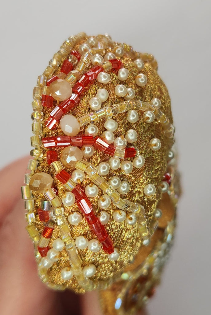 Coral Beaded Jellyfish Brooch