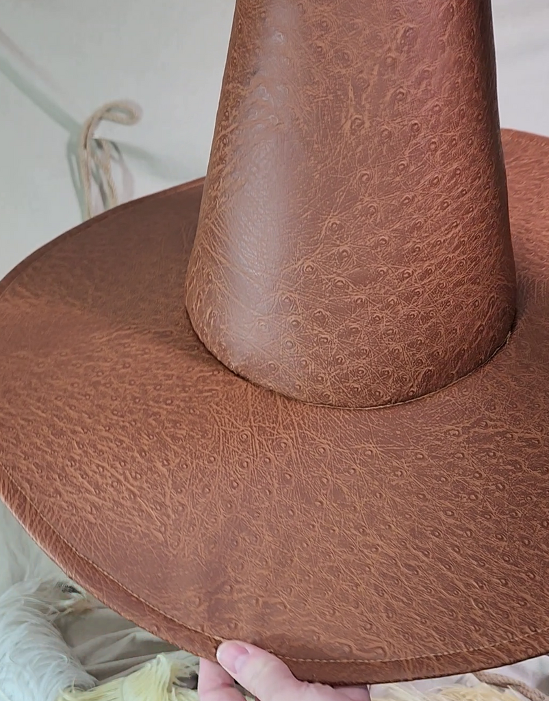 Handmade Witch Hat - Faux Brown Leather #102