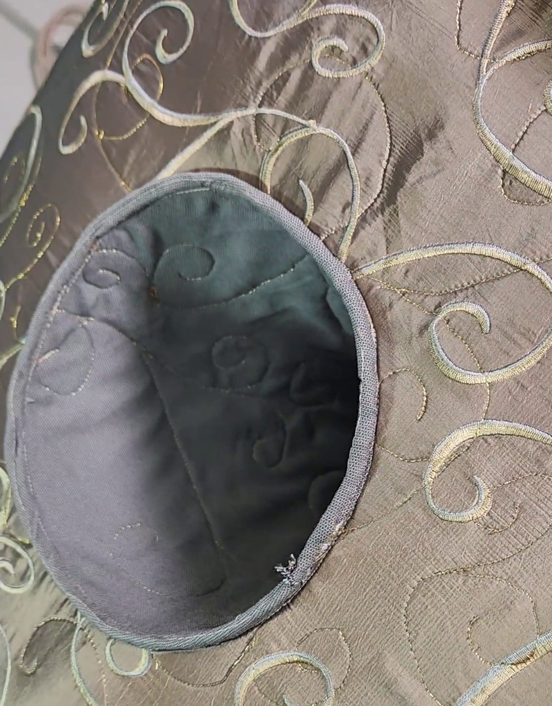 Handmade Witch Hat - Champagne Taupe with Gold Scrollwork #103