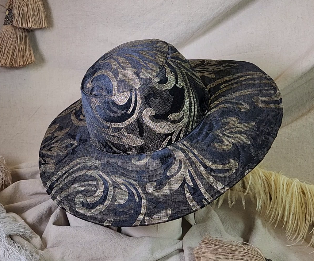 Handmade Wide Brim Hat - Brocade #42