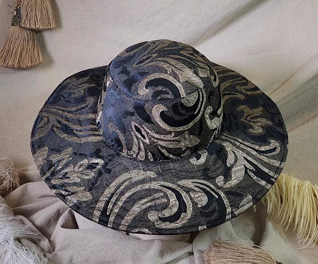 Handmade Wide Brim Hat - Brocade #42