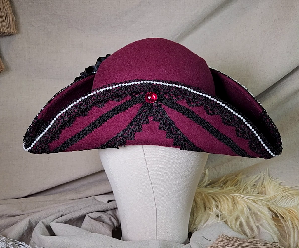 Handmade Pirate Tricorn Hat - Skull and Crossbones #80