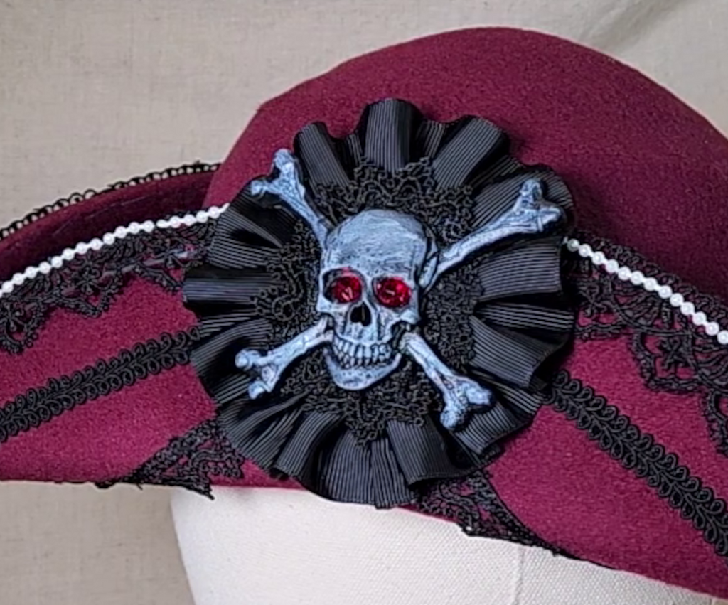 Handmade Pirate Tricorn Hat - Skull and Crossbones #80
