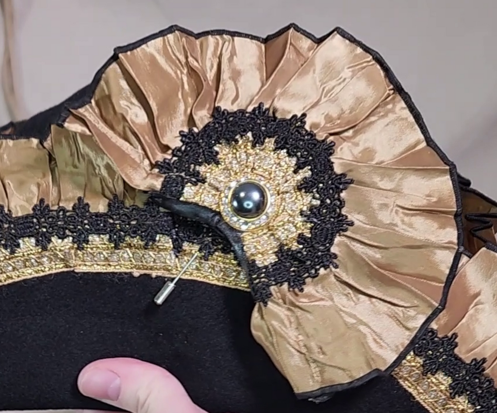 Handmade Pirate Tricorn Hat - Black and Gold #85
