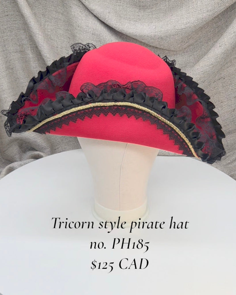 Handmade Pirate Tricorn Hat with Hat Pin - PH185