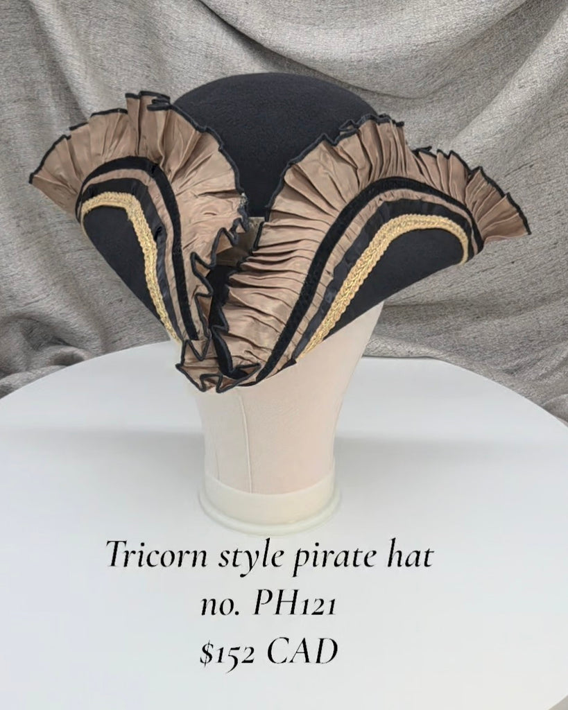 Handmade Pirate Tricorn Hat with Hat Pin - PH121